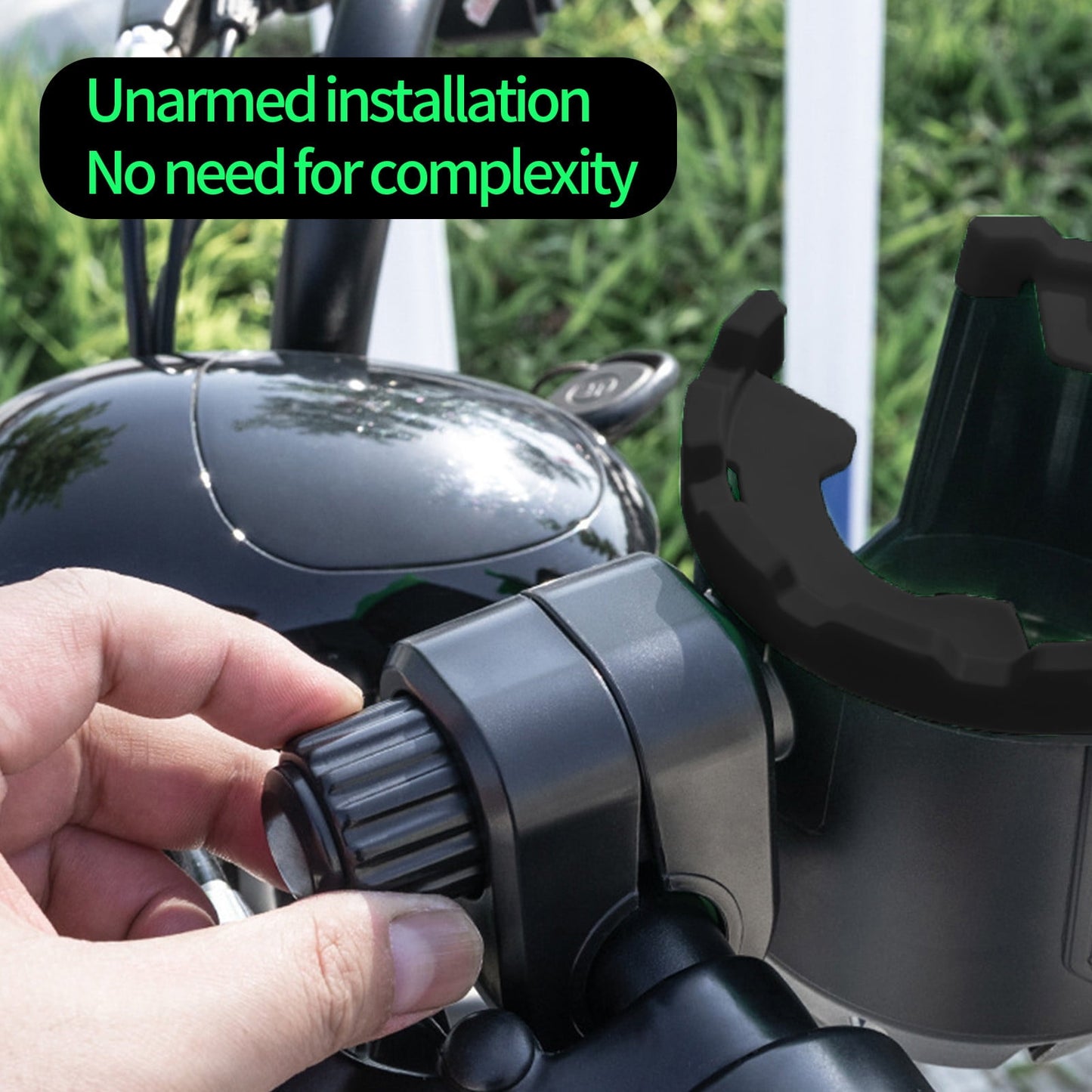 2-in-1 Adjustable Drink Holder,Universal Cup Holder with Cell Phone Holder,Large Diameter Design Bike Cup Holder for Wheelchair Walker Bike Free Size Black