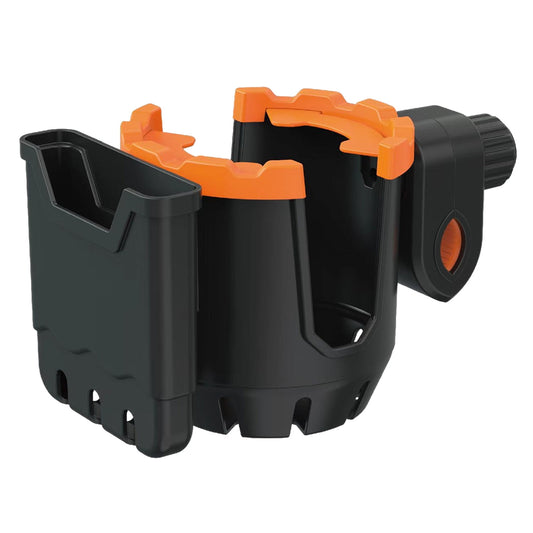 2-in-1 Adjustable Drink Holder,Universal Cup Holder with Cell Phone Holder,Large Diameter Design Bike Cup Holder for Wheelchair Walker Bike OG Orange