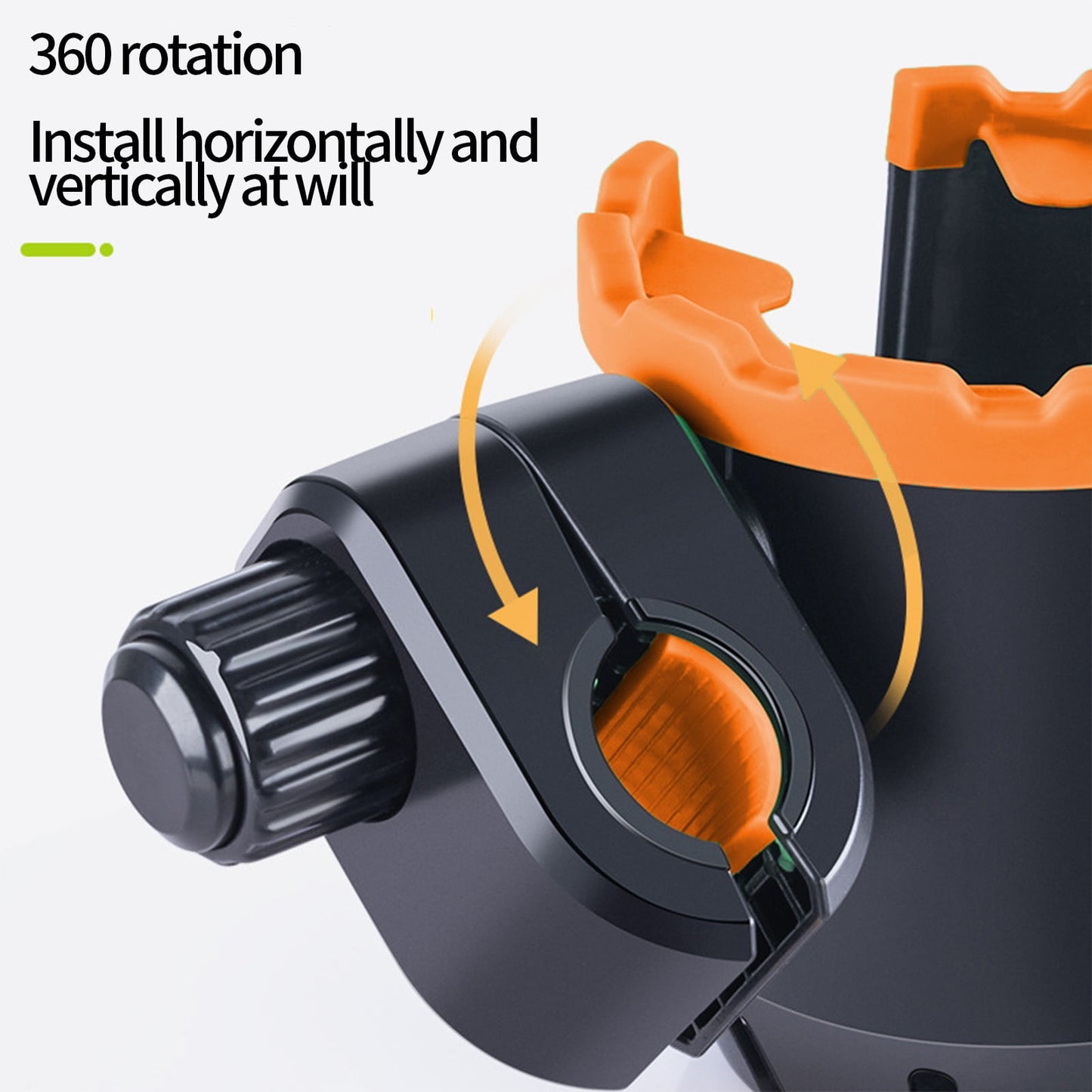 2-in-1 Adjustable Drink Holder,Universal Cup Holder with Cell Phone Holder,Large Diameter Design Bike Cup Holder for Wheelchair Walker Bike OG Orange