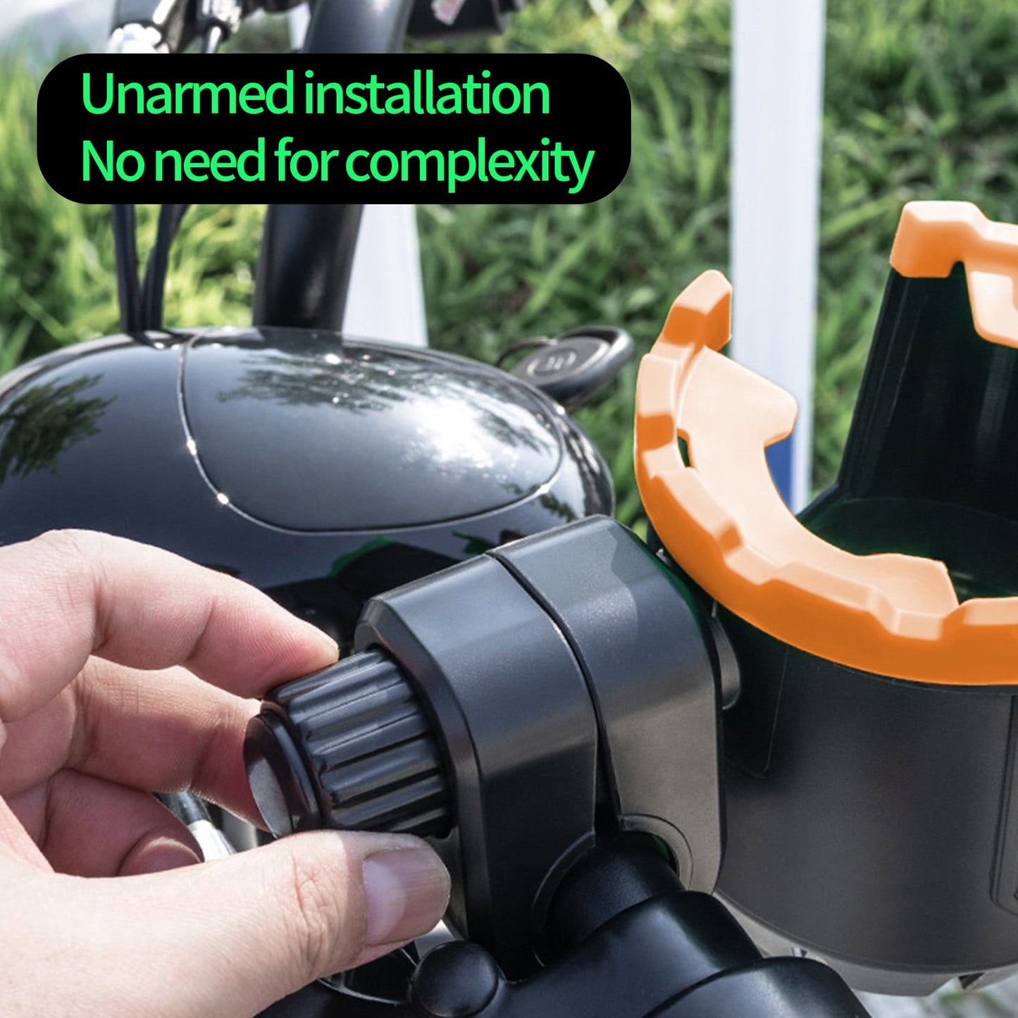2-in-1 Adjustable Drink Holder,Universal Cup Holder with Cell Phone Holder,Large Diameter Design Bike Cup Holder for Wheelchair Walker Bike OG Orange