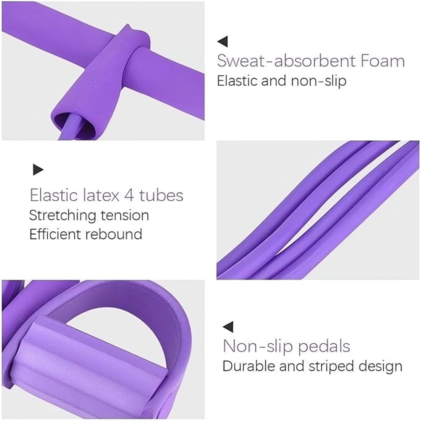Clearance！4-Tube Pedal Puller Resistance Rope - Foot Pedal Resistance Band,Yoga Elastic Exercise Bands, for Women Jump Fitness, Abdomen/Arm Weight/Waist/Leg Stretching Slimming Training Purple
