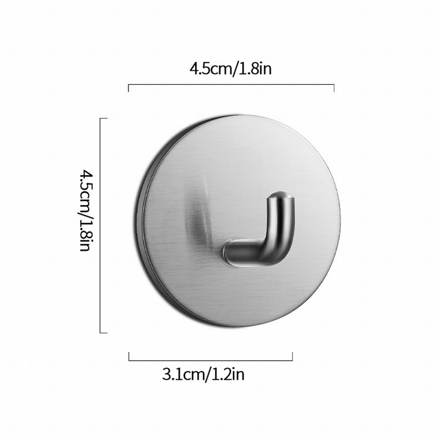 Adhesive Hooks Heavy Duty Waterproof in Shower Hooks for Hanging Loofah, Towels Clothes for Bathroom Removable Stainless Steel Brush Nickel Adhesive Wall Hooks 4 Pcs (Sliver) 1.8x1.8 1.8" x 1.8" White