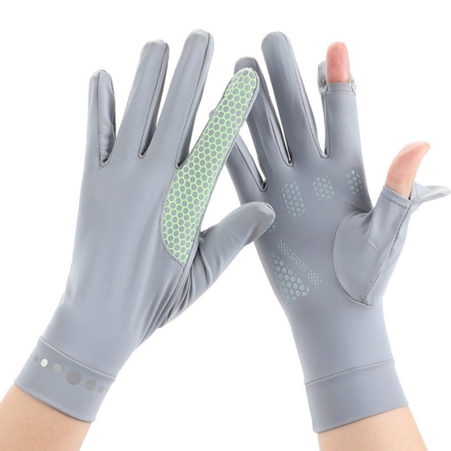 Mens Women Driving Gloves Summer UV Sun Protection Gloves Non-Slip Touchscreen Ice-Silk Sunblock Gloves for Cycling Riding One Size Grey