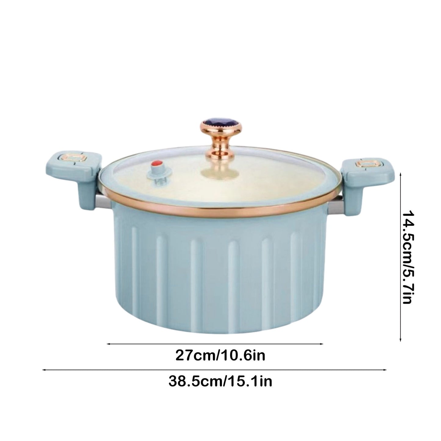 Multifunctional Vacuum Pressure Cooker Clearance! 15.16x10.24x5.51in Large Capacity 8L Soup Pot for Household Cooking, Stew, Braise, and Holiday Gift, Easy-to-Clean Blue