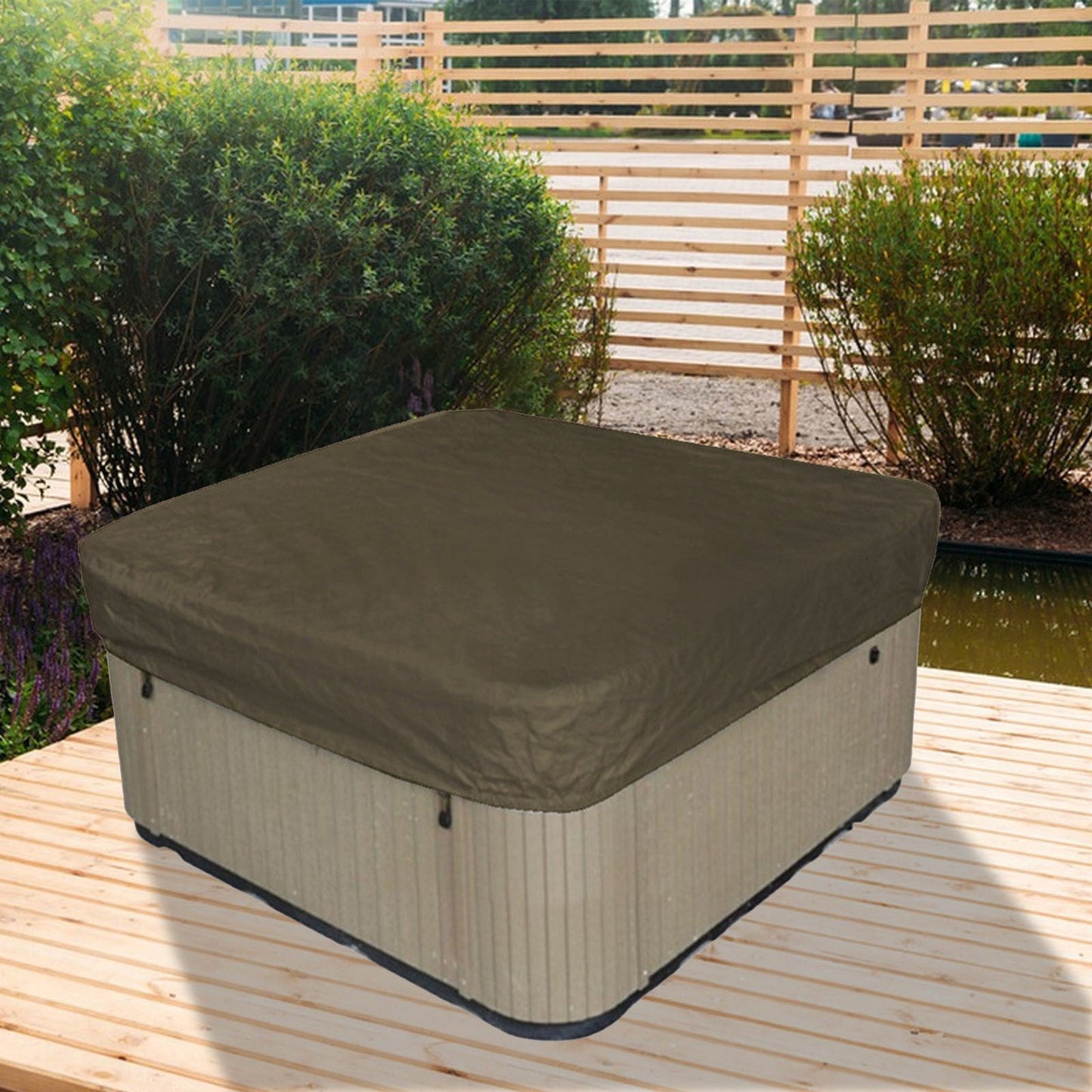 Square Hot Tub Cover - Outdoor Heavy Duty Protector for Patio Spas and Swimming Pools | Hard Covers For Hot Tub Waterproof Dust Cover for Hot Tubs, Jacuzzis, and Outdoor(Black -89.76x11.81") Coffee -89.76x11.81"