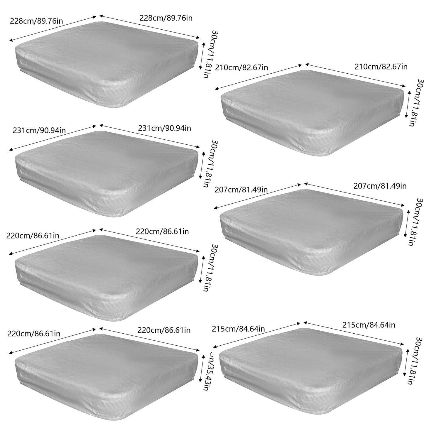 Square Hot Tub Cover - Outdoor Heavy Duty Protector for Patio Spas and Swimming Pools | Hard Covers For Hot Tub Waterproof Dust Cover for Hot Tubs, Jacuzzis, and Outdoor(Black -89.76x11.81") Coffee -90.94x11.81"
