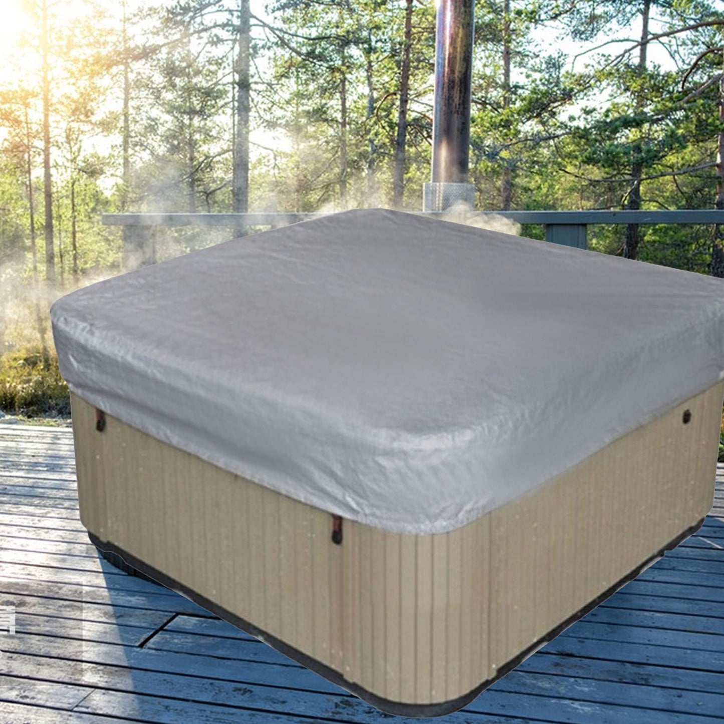 Square Hot Tub Cover - Outdoor Heavy Duty Protector for Patio Spas and Swimming Pools | Hard Covers For Hot Tub Waterproof Dust Cover for Hot Tubs, Jacuzzis, and Outdoor(Black -89.76x11.81") Coffee -90.94x11.81"