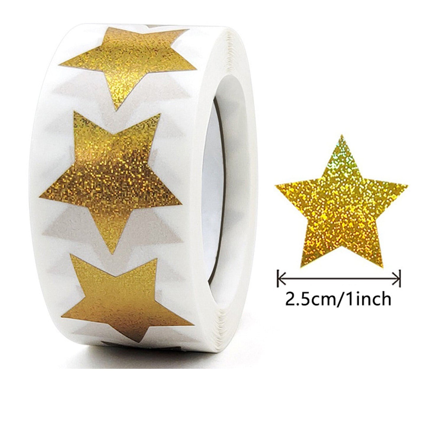 500PCS Gold Star Roll Stickers - 1 Inch Self-Adhesive Glitter Decals,for Kids, Classroom, Teachers, Wall Crafts, Sparkly Star Stickers for Rewards & Decor Gold Star Stickers For Kids(E) D