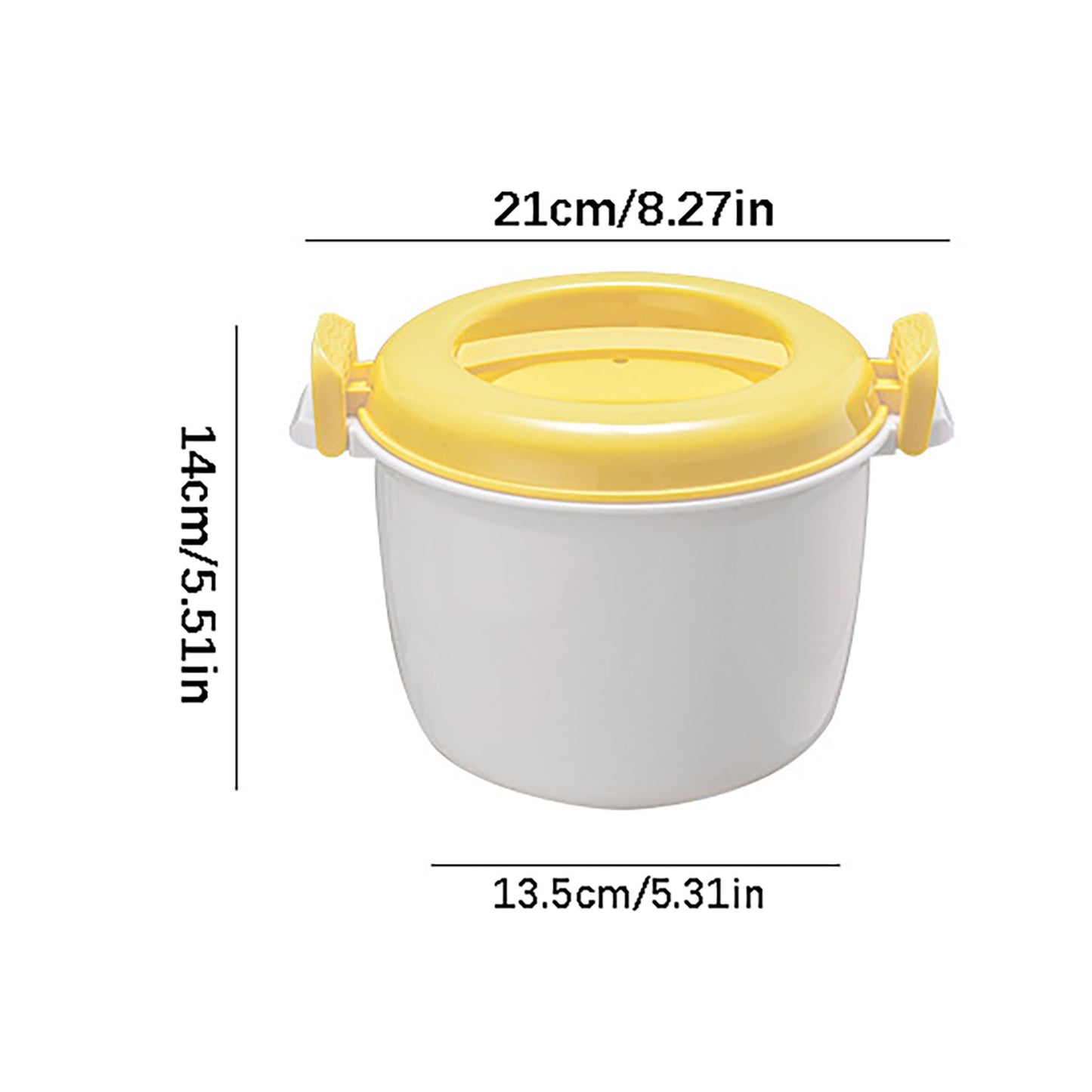 Microwave Rice Cooker, Microwavable Food Container, Convenient Cooker for Microwave, Plastic Micro Steamer Multifunctional Cookware for Rice, Pasta, Vegetables, Soups and More, 8.27x5.51 8.27" x 5.51" Yellow