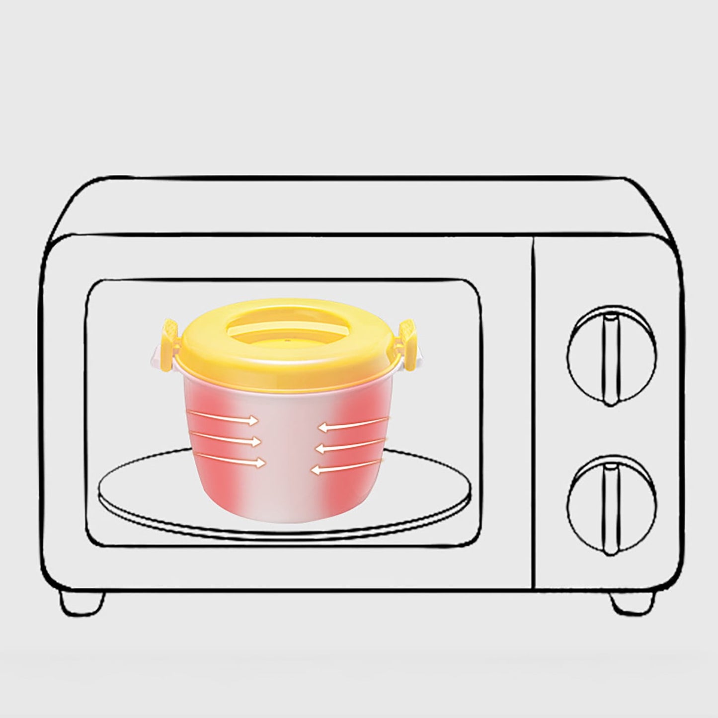 Microwave Rice Cooker, Microwavable Food Container, Convenient Cooker for Microwave, Plastic Micro Steamer Multifunctional Cookware for Rice, Pasta, Vegetables, Soups and More, 8.27x5.51 8.27" x 5.51" Yellow