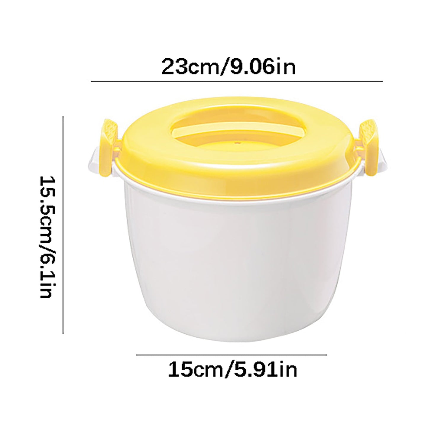 Microwave Rice Cooker, Microwavable Food Container, Convenient Cooker for Microwave, Plastic Micro Steamer Multifunctional Cookware for Rice, Pasta, Vegetables, Soups and More, 8.27x5.51 9.06" x 6.1" Yellow