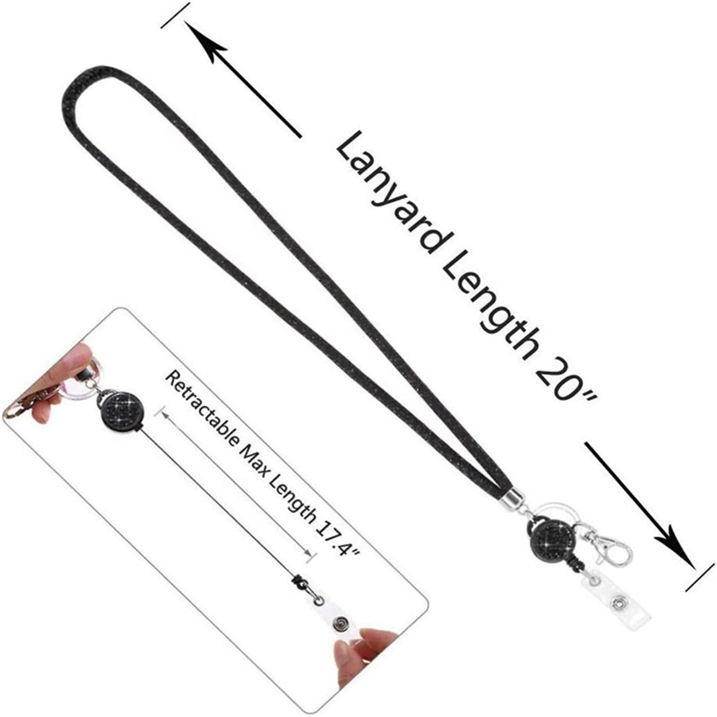 Retractable ID Badge Holder with Bling Neck Strap Lanyard, Heavy Duty Bling Badge Reel with Clear Card Holder for Office Worker Teacher Doctor (Sky Blue/1 Pcs) 3.54x2.64 3.54" x 2.64" Pink