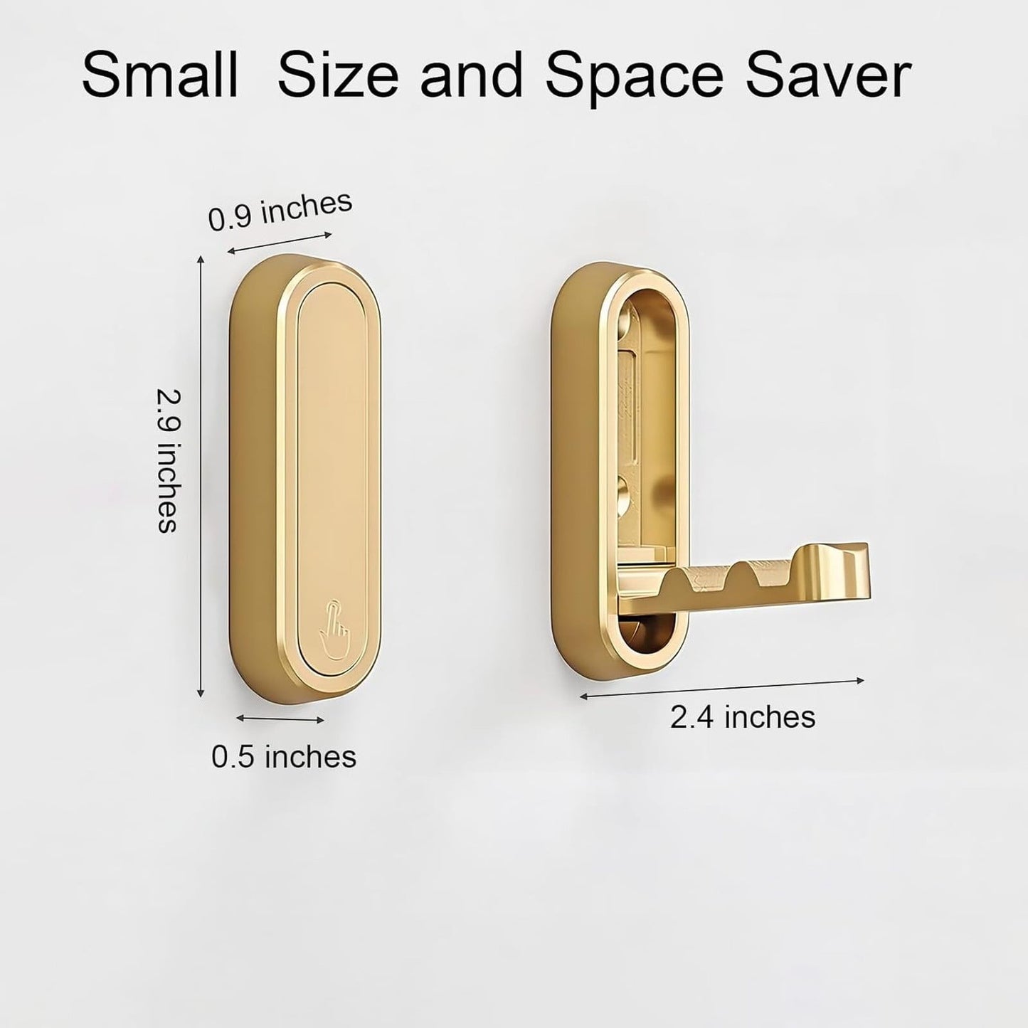 Folding Coat Hook, Heavy Duty Wall Hooks Made of Zinc Alloy, Foldable Gold Wall Hooks for Hanging Coats, Scarves, Hats, Bathrobes, Keys, Bags (Gold/1 Pcs) 2.9x0.9 2.9" x 0.9" Gold