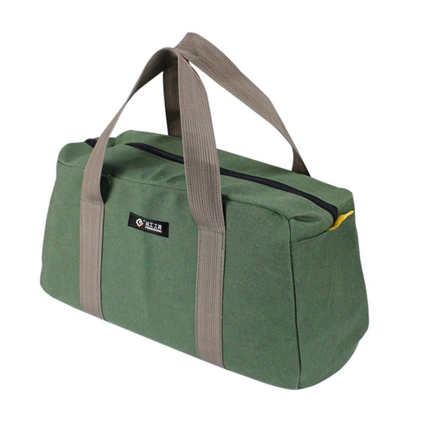 1 Pack Tool Bag for Men with Waterproof Hard Bottom,Mechanics Tool Bag,Heavy Duty Tool Bag Wide Mouth Tote for Various Instrument, Electrician Carpenter Mechanic,3 Sizes Available，Green(16 inch) 16 inch