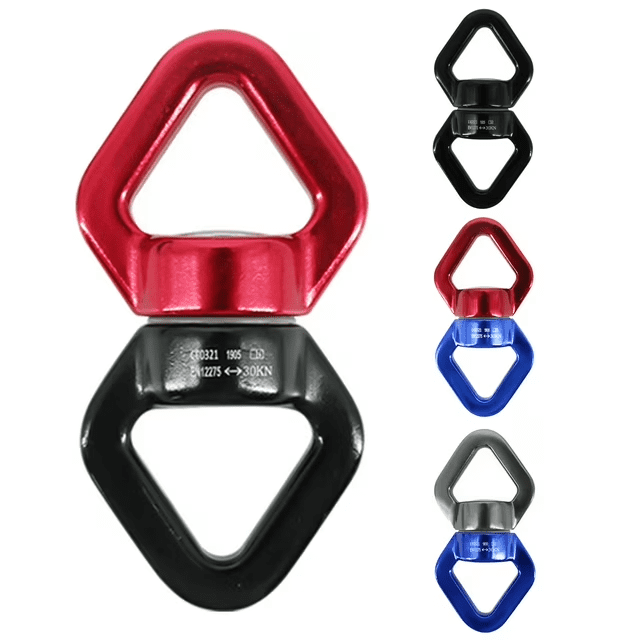 35kN Swing Swivel, Safest Rotational Climbing Rope Devices Hanging Hook Accessory for Tree Swing, Aerial Dance, Swing Spinner Hanger, Rock Climbing, Hanging Hammock,Carabiner(Red) Red