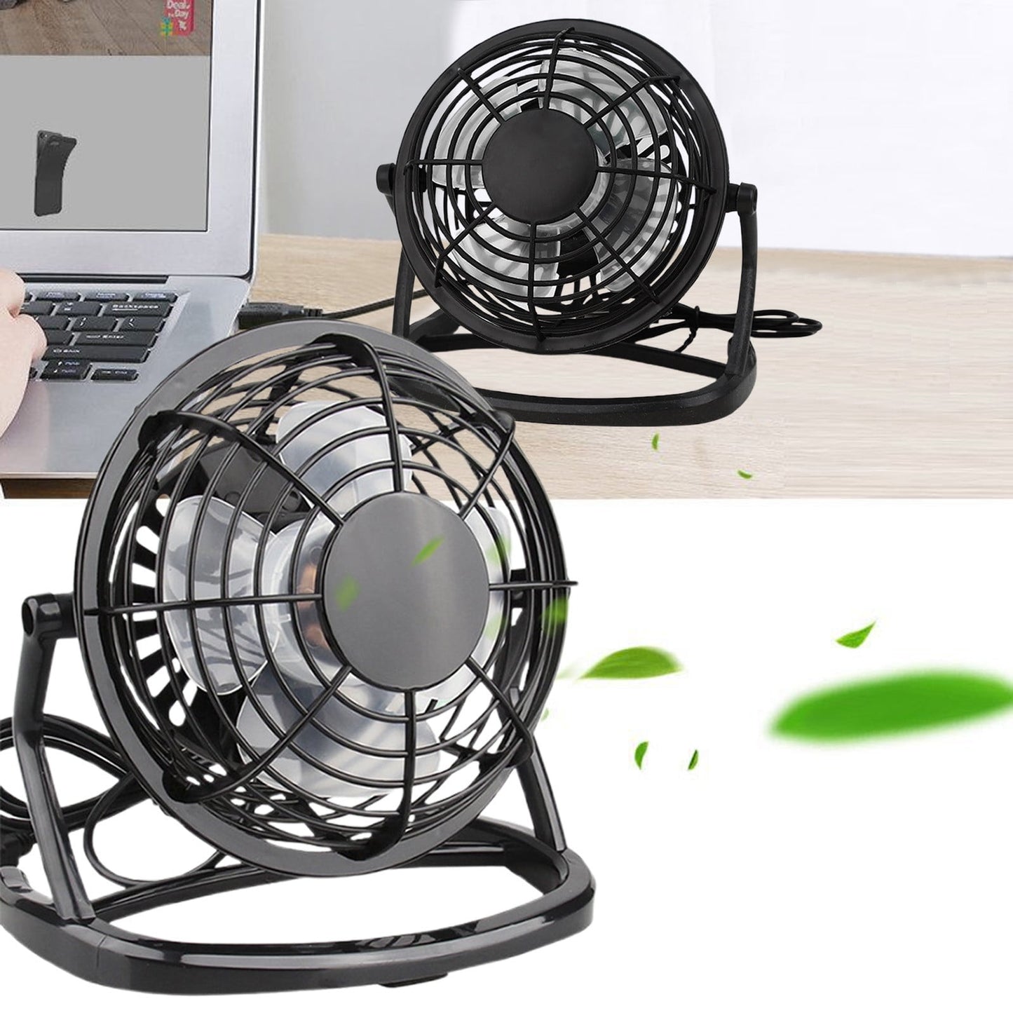 4 Inch USB Desk Fan Portable Mini Personal Cooling Fan for Office Dorm Computer Table Quiet Operation 3 Speed Adjustable Clip On Design Battery or Plug In