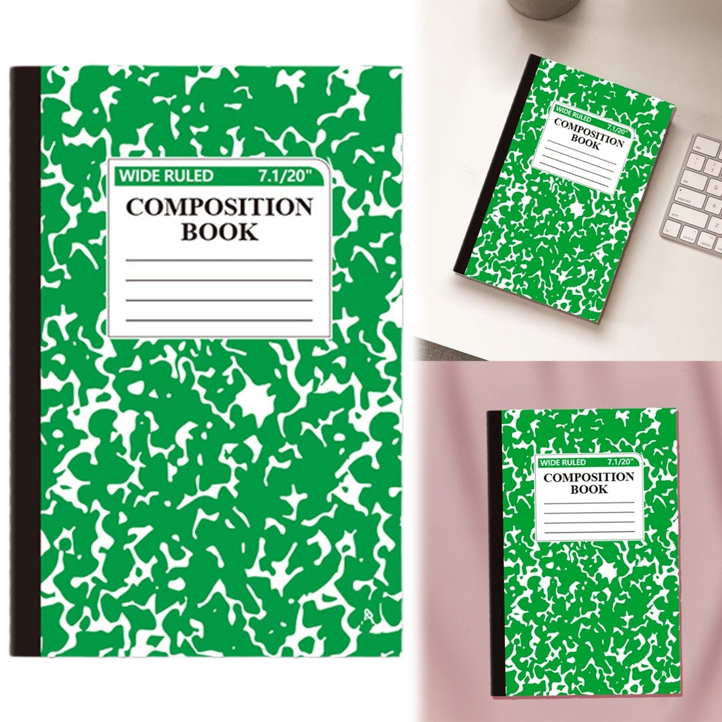 1 Pcs 8 Pastel Colors Office Ruled Composition Books,Composition Notebook, Marble Cover Notepad Lined Cute Journal Notebooks for Office Supplies Notes Taking Writing, 5.5 X 8.27 in(Hot Pink) Green