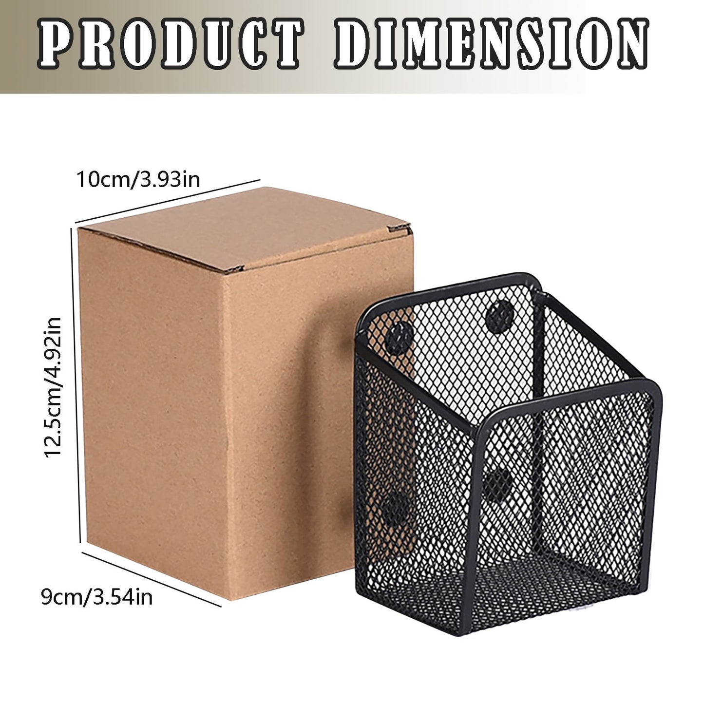 Magnetic Pencil Holder, Magnets Marker Holder, Mesh Storage Basket Organizer with Extra Strong Magnet, Mesh Pen Holder for Refrigerator, Whiteboard, Locker Accessories, Office Supplies, 3.93x3.54x4.9 3.54x3.93x4.92 Black