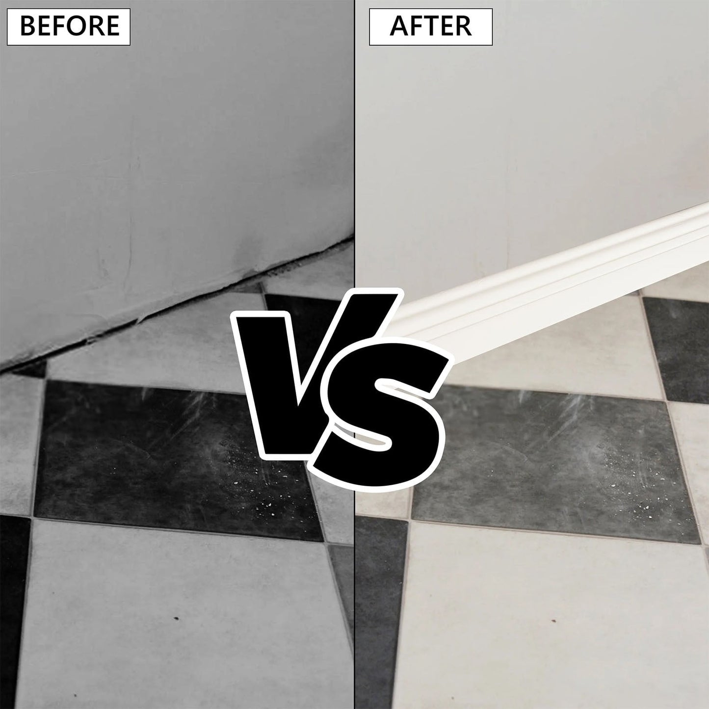 Flexible Wall Base Moulding Trim, Peel and Stick Rubber Baseboard Molding, 3.86 Inch x 16.4 Feet Self-Adhesive Vinyl Wall Base Cove Base (Creamy White) 3.86 Inch x 16.4 Feet White