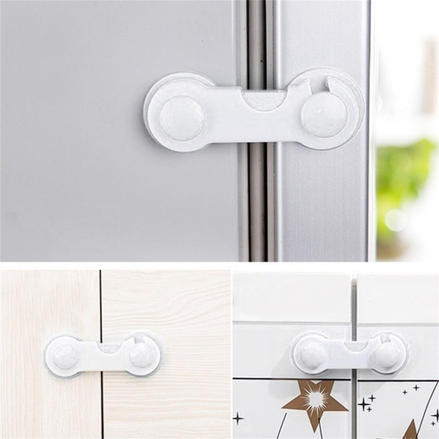 Cabinet Locks for Pet Safety, Plastic Latches with Adhesive for Drawer Cupboards Closet and Pantry Door, Fridge Lock for Protecting Dog and Cat, 2 Pcs, 3.74 Inches 3.74" Blue