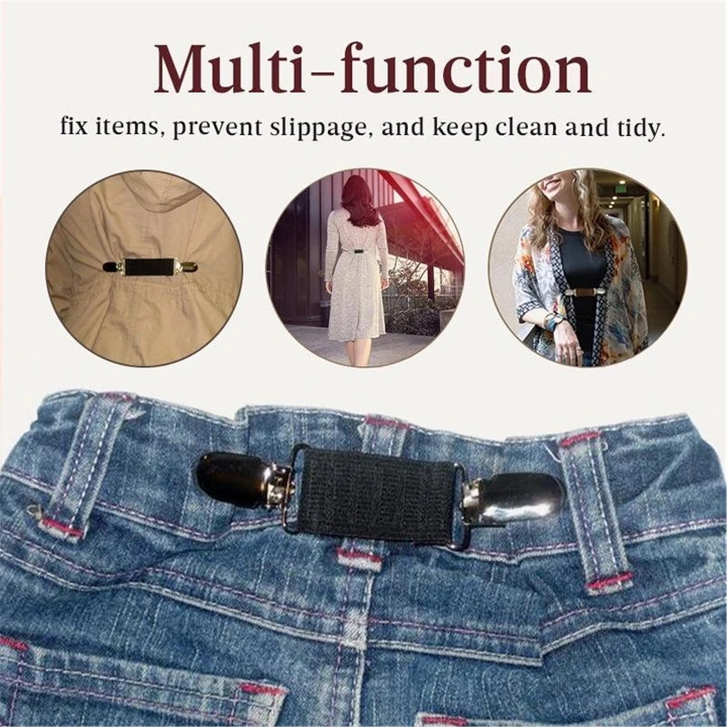 Pant Waist Tightener - Non-Slip Anti-Falling Clips for Garments | Secure Buttons for Preventing Clothes from Slipping | Practical Accessory for Dresses, Shirts, and Daily Wear(Black) Black