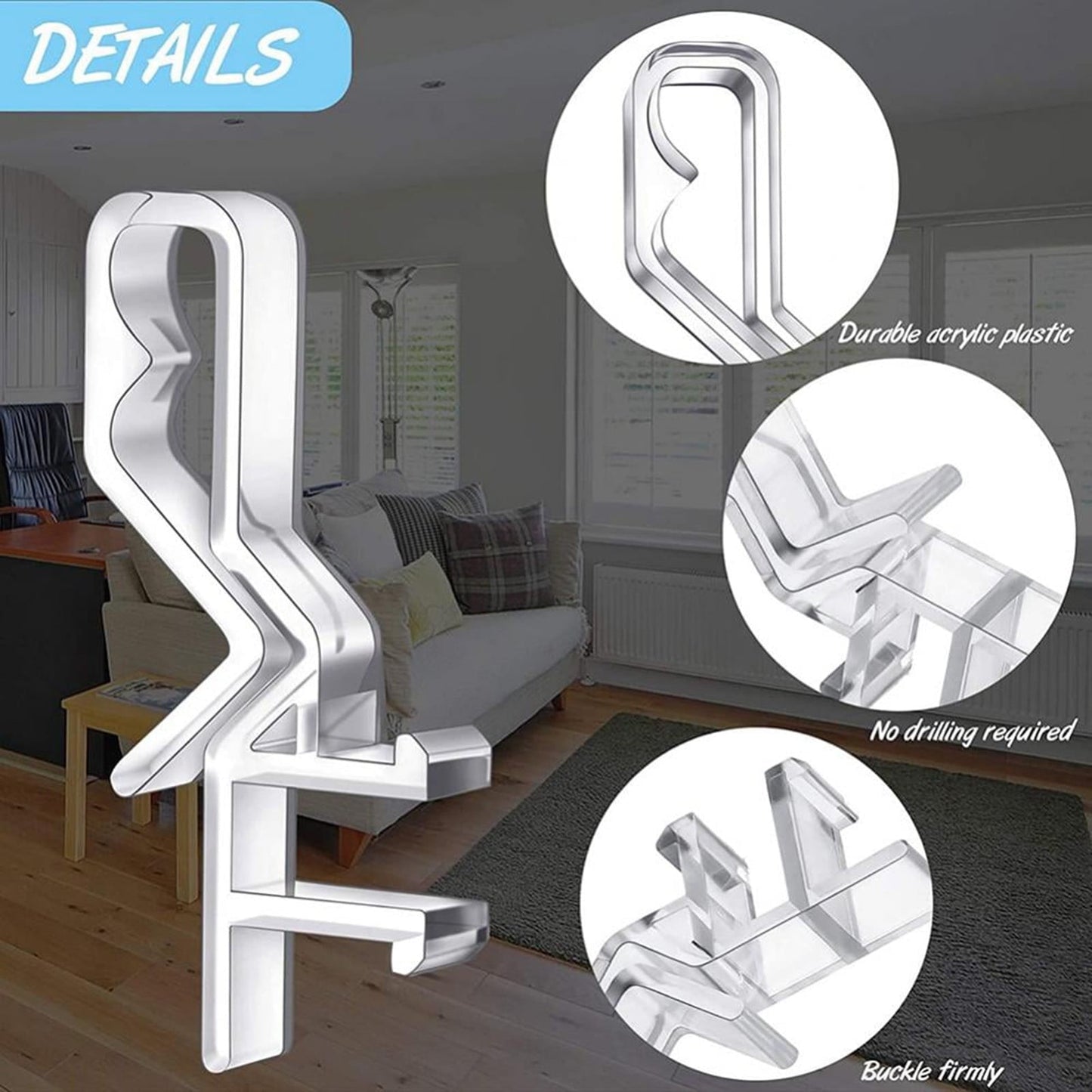 1Pcs Hidden Blind Clips ,Valance Clips,Plastic Clear Blind Clips,Blind Clips For Valance,2 Inch Hidden Channel Valance Clips Clear Plastic Valance Retainer Clips For Home Window Blinds Clear