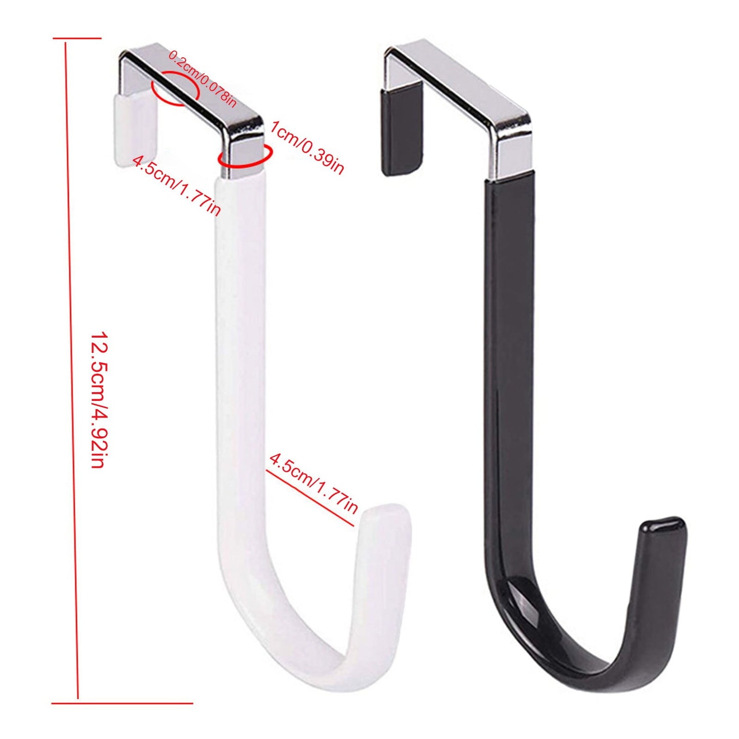 Over the Door Hook,1 Pack Over The Door Hooks Rubber Scratches,Sturdy Metal Single Over Door Hooks,Door Hanger Hook Door Hooks for Hanging,Towels,Clothes,Bathroom,Hold Up to 20Lbs(White) Black