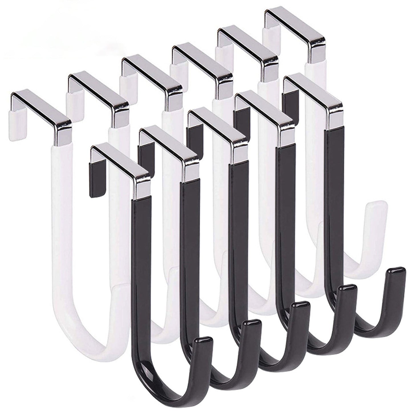 Over the Door Hook,1 Pack Over The Door Hooks Rubber Scratches,Sturdy Metal Single Over Door Hooks,Door Hanger Hook Door Hooks for Hanging,Towels,Clothes,Bathroom,Hold Up to 20Lbs(White) Black