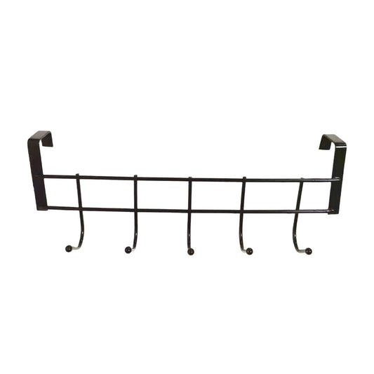 Over The Door Hooks For Hanging, Over The Door Hanger, Over The Door Organizer,Over The Door Towel Rack For Bathroom With 5 Coat Hooks, Bathroom Towel Holder Towels Hanger,Bedroom Door Hooks,(Black) Black