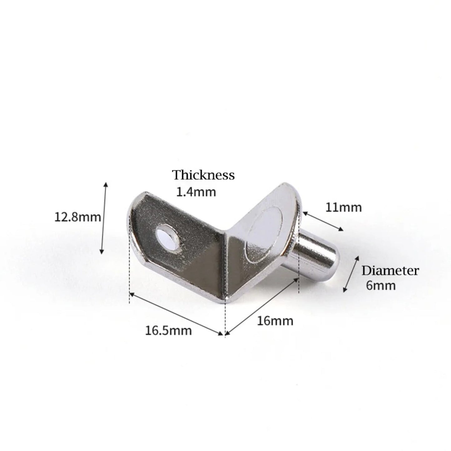 Shelf Pins, L-Shaped Metal Support Pegs, Bracket-Style Clips for Bookshelf Kitchen Cabinet Cupboard Shelves Holders, Shelf Pegs with Hole for Cabinet Closet, 1 Pcs, 1.08x0.50x0.63 1.08" x 0.50" x 0.63" Silver