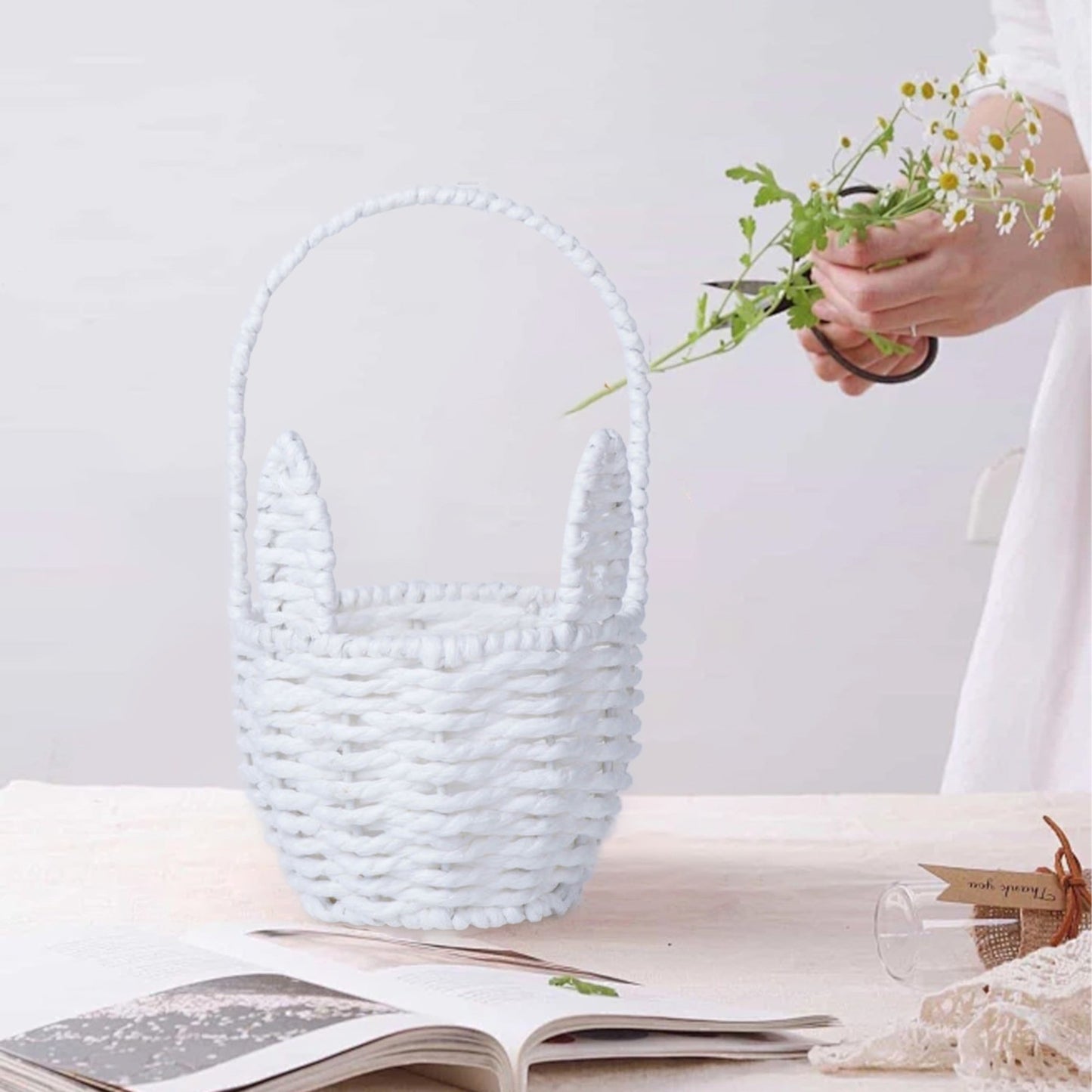 Woven Breads Baskets, Oval Small Fruit Baskets, Stackable Plastic Wicker Baskets for Serving Vegetables, Kitchen, Restaurant, Outdoor, Imitation Rattan, 1 Pcs, 7.48x5.11x2.75 4.88" x 8.19" Blue