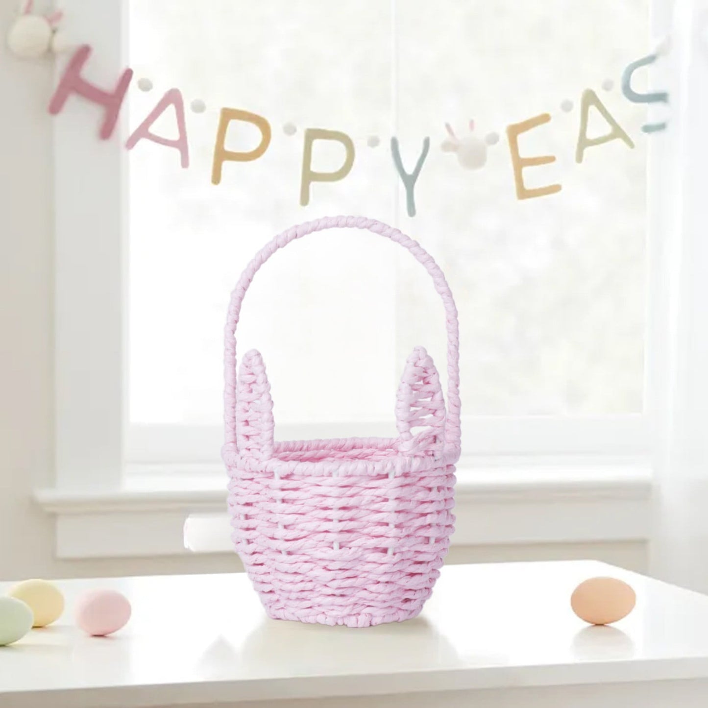 Woven Breads Baskets, Oval Small Fruit Baskets, Stackable Plastic Wicker Baskets for Serving Vegetables, Kitchen, Restaurant, Outdoor, Imitation Rattan, 1 Pcs, 7.48x5.11x2.75 4.88" x 8.19" White