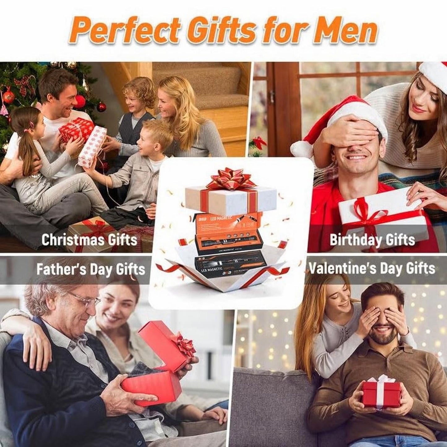 Magnetic Pickup Tool, Gifts for Men, Telescoping Magnet Flashlight, Gifts Idea & Stocking Stuffers for Men, Mechanic, Boyfriend, Christmas Gifts for Dad, Husband, Father, 1 Pcs, 23.6 Inches 23.6" Black