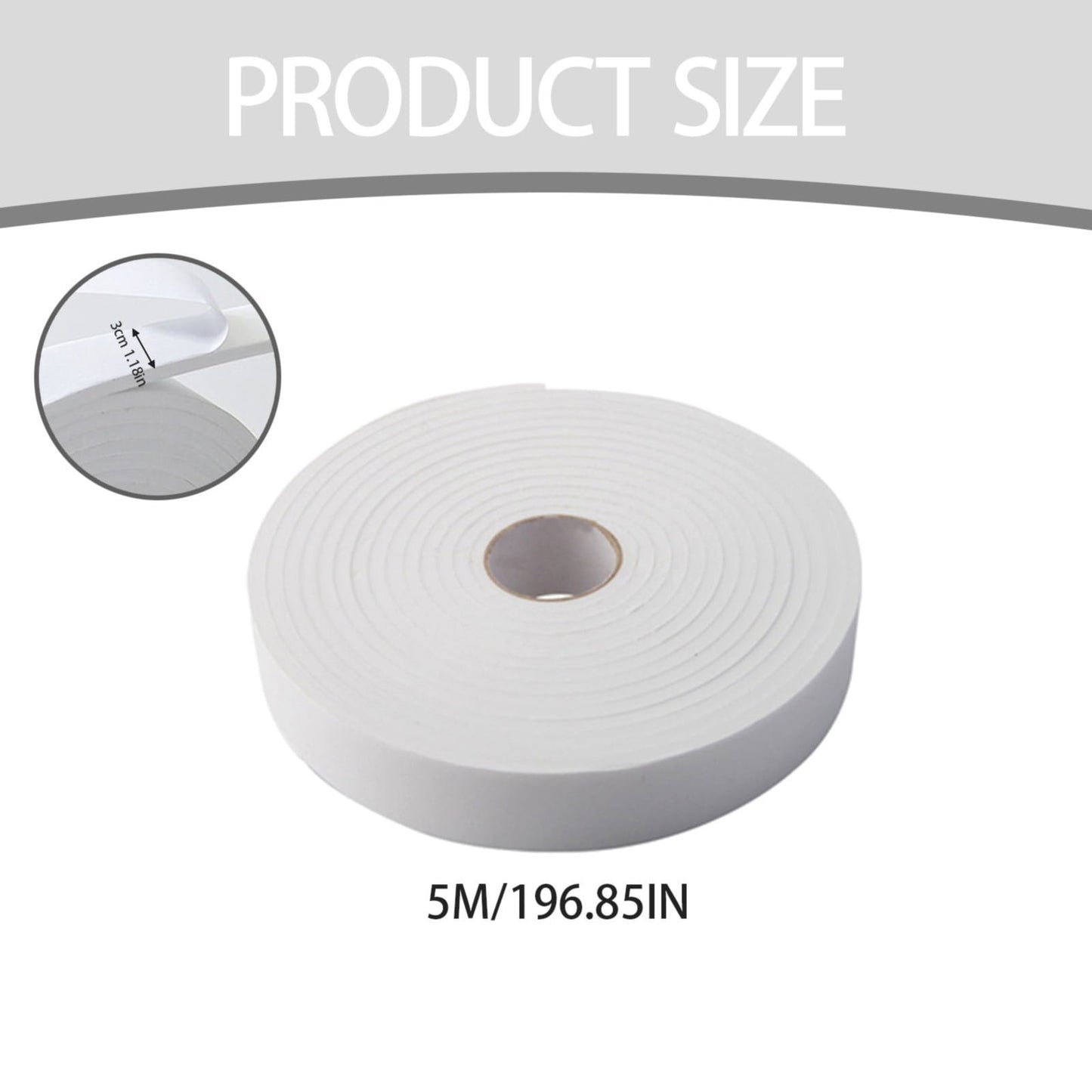 Strong Adhesive Foam Weather Stripping, High Density Weatherproof Weather Stripping Door Seal Strip for Sliding Door, Window, Noise-Reduction Foam Sealing Strip, 1 Roll 1.18 In x 16.4 Ft White