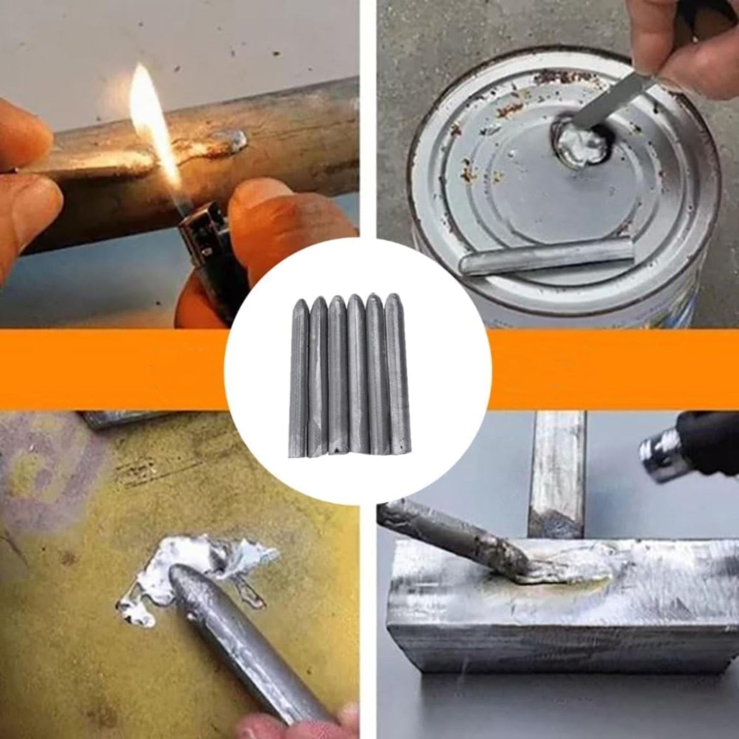 Low Temperature Universal Welding Rods, Metal Welding Arc Equipment, Easy Melt Aluminum Rods, Arc Welding Equipment Welding Equipment and Accessories, 6 Pcs, 3.07 Inches 3.07" Silver*6