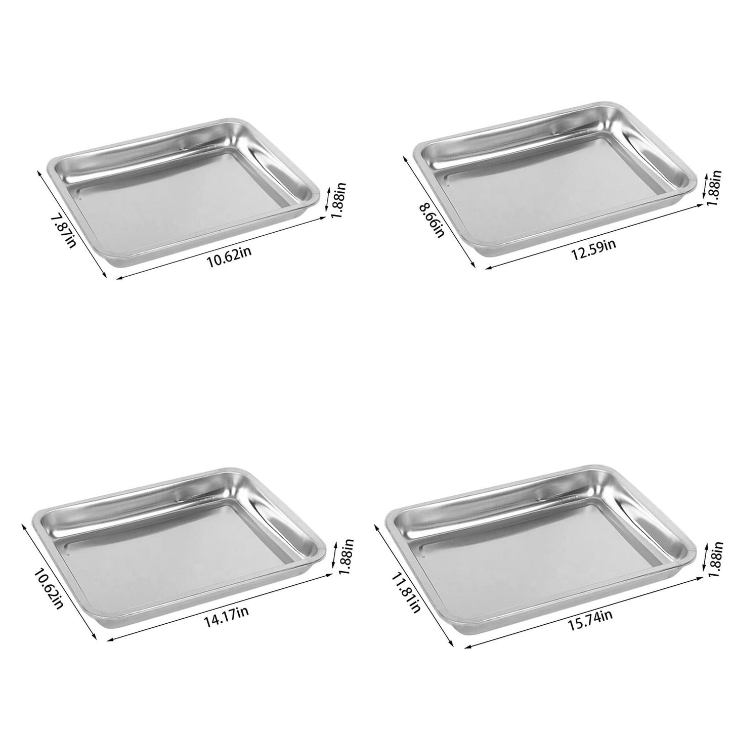 Stainless Steel Roasting, Pan Non-Stick Big Roaster Pan for Grilling or Drip Pan for Turkey, Durable Baking, Lasagna Pan, Dishwasher Safe, 1 Pcs, 10.63x7.87x0.79 15.75" x 11.81" x 1.89" Silver