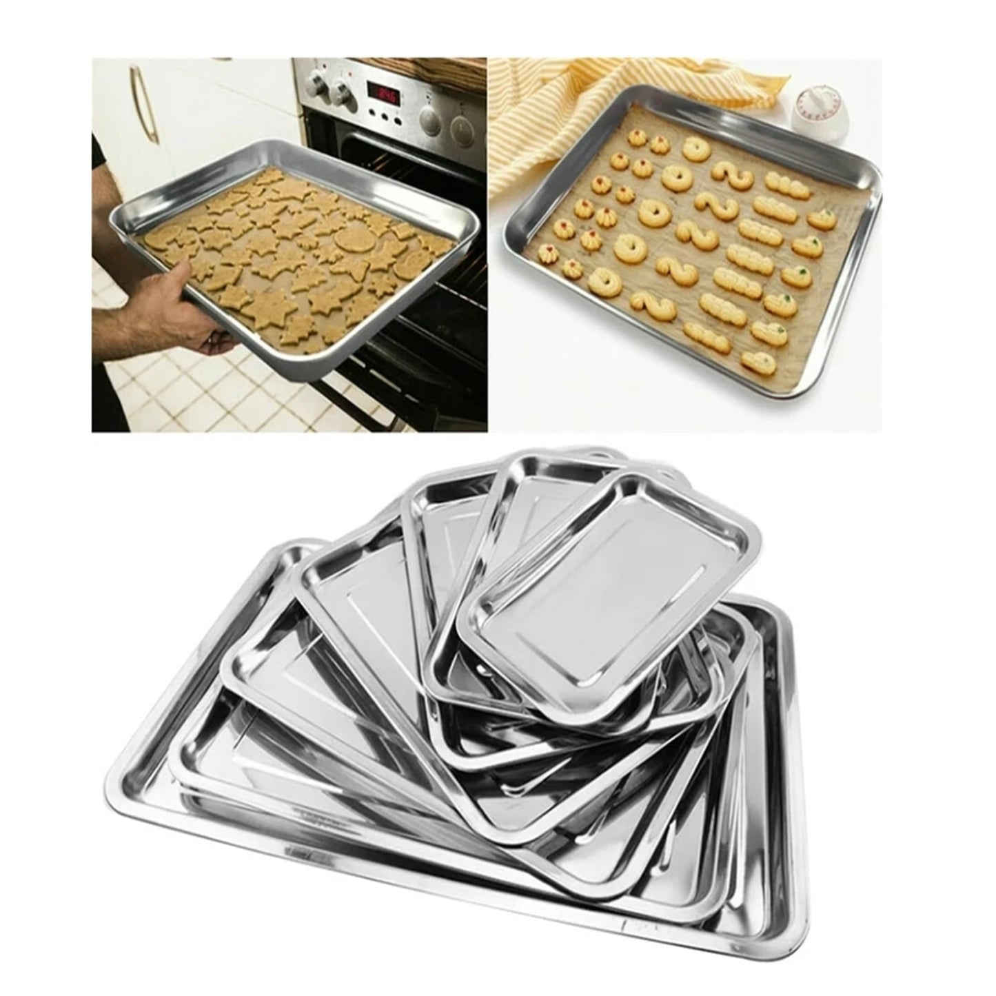 Stainless Steel Roasting, Pan Non-Stick Big Roaster Pan for Grilling or Drip Pan for Turkey, Durable Baking, Lasagna Pan, Dishwasher Safe, 1 Pcs, 10.63x7.87x0.79 15.75" x 11.81" x 1.89" Silver