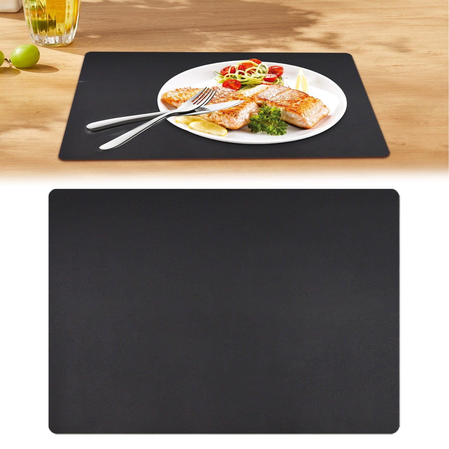 1 Pcs Placemats,Plastic Table Mats,16.93X11.81 Inch Rectangle Heat-Resistant Place Mat,Water-Proof Non-Slip Dining Table Mats,Wipeable Washable Placemats,Place Mats For Kitchen Table,Yellow Black