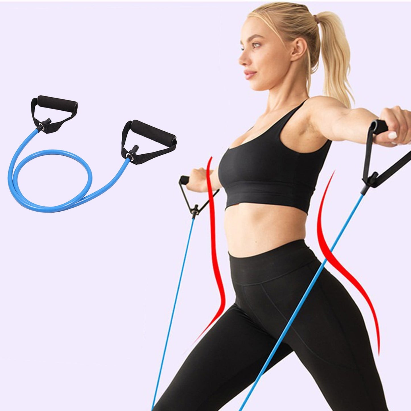 Resistance Bands with Handles, Exercise Bands with Handles, Single Resistance Bands for Resistance Training, Physical Therapy,Home Workouts, Fitness, Pilates,Shoulder And Neck Stretching Equipment Blue