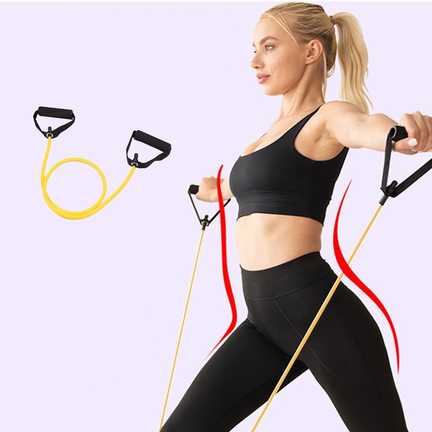 Resistance Bands with Handles, Exercise Bands with Handles, Single Resistance Bands for Resistance Training, Physical Therapy,Home Workouts, Fitness, Pilates,Shoulder And Neck Stretching Equipment Yellow