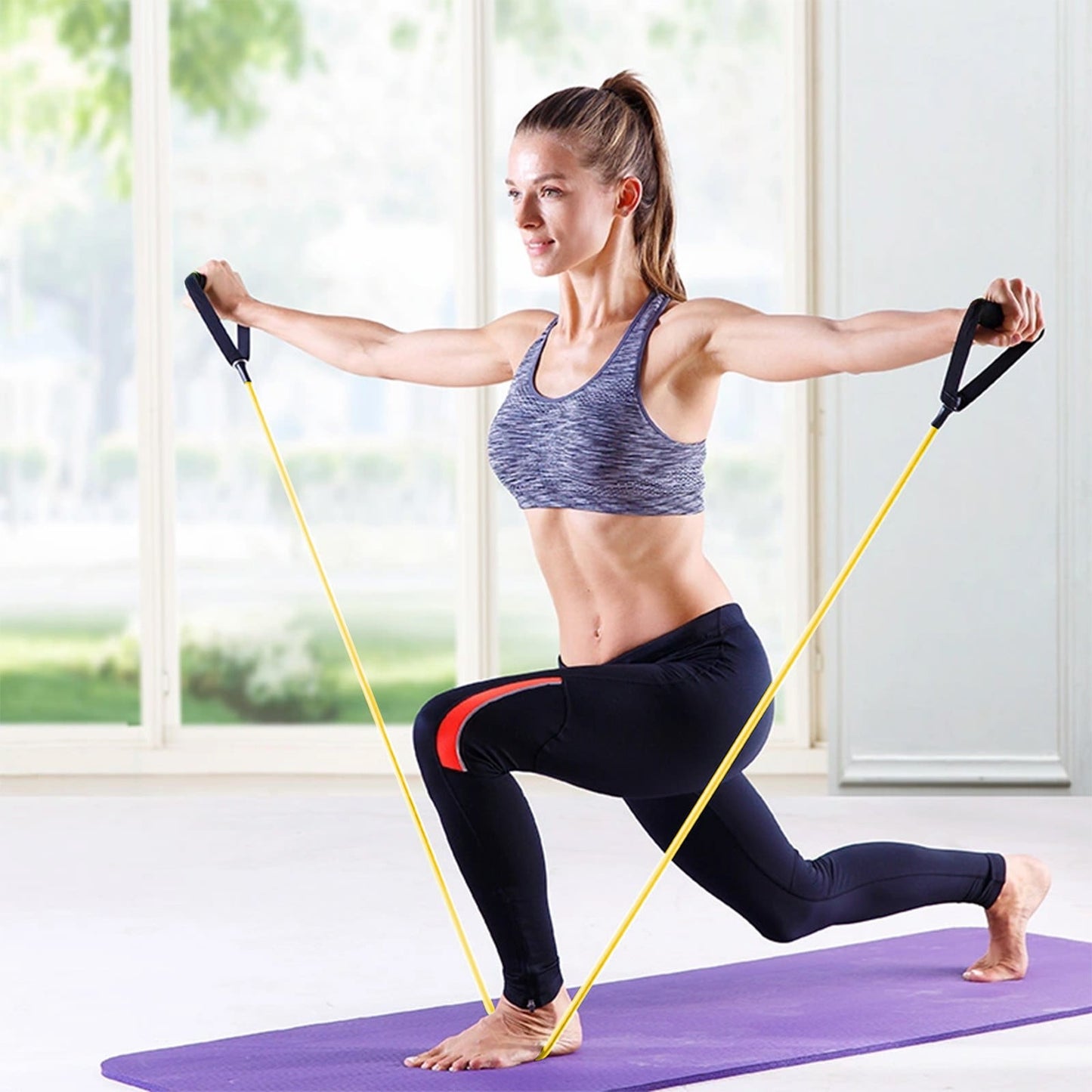 Resistance Bands with Handles, Exercise Bands with Handles, Single Resistance Bands for Resistance Training, Physical Therapy,Home Workouts, Fitness, Pilates,Shoulder And Neck Stretching Equipment Yellow