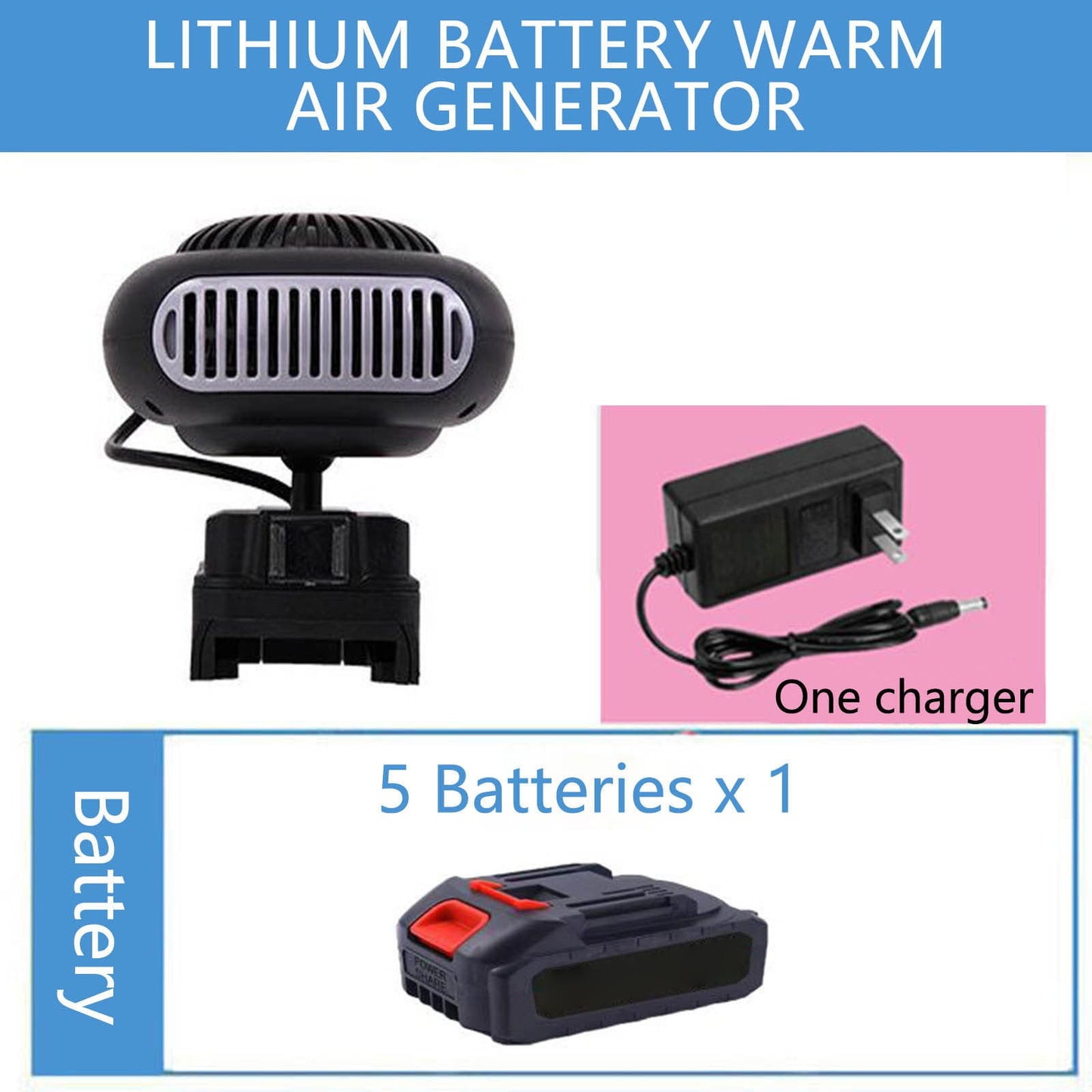 Portable Lithium Battery Fan with 3-in-1 Heating and Defogging,Large-Capacity Battery for Home,Car,or Outdoors,Safe Overheat Protection with Multiple Settings,Provides Instant Warmth Anywhere Section A5 (UK regulations)