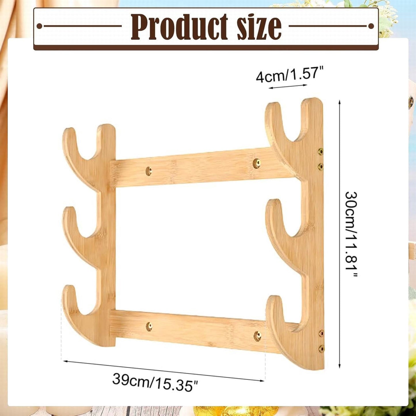 Bow Rack, Wall Mount Sword Holder, Wooden Wall Mount Bow Hanger Heavy Duty Archery Bows Wall Holder for Compound & Recurve Bows, Only Rack, 1 Pcs, 15.35x11.81x1.57 15.35" x 11.81" x 1.57" Beige