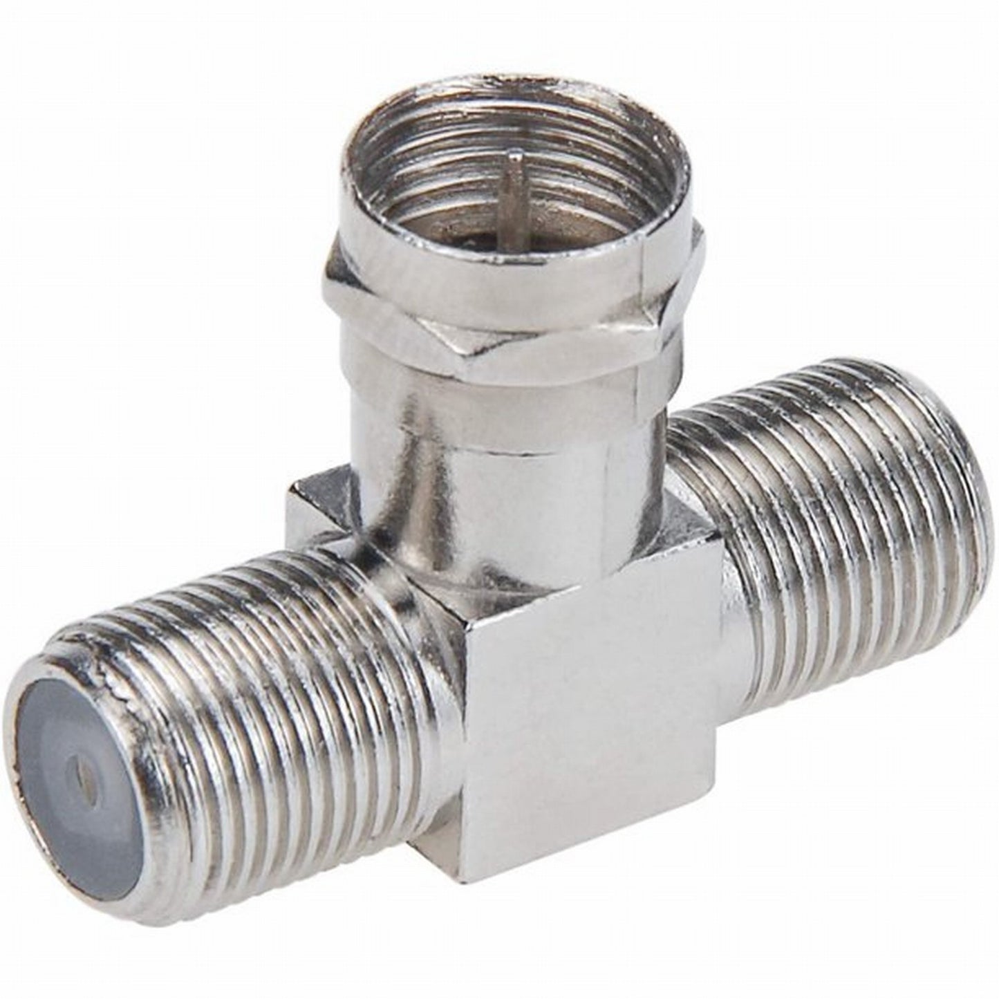 Coaxial Cable Splitter, TV Splitter 2 in 1 Out 2-Pack F Type RG6 Male to 2 F Female 3 Way Cable Splitter Coax T Connector Adapter for Video VCR Antenna Cable Satellite, 2 Pcs, 1.22 Inches 1.22" Silver