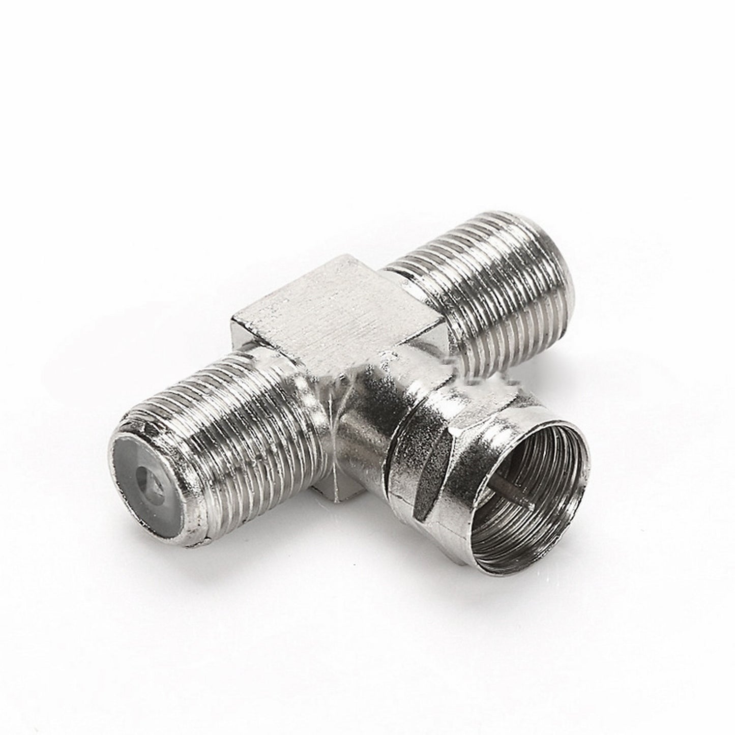 Coaxial Cable Splitter, TV Splitter 2 in 1 Out 2-Pack F Type RG6 Male to 2 F Female 3 Way Cable Splitter Coax T Connector Adapter for Video VCR Antenna Cable Satellite, 2 Pcs, 1.22 Inches 1.22" Silver