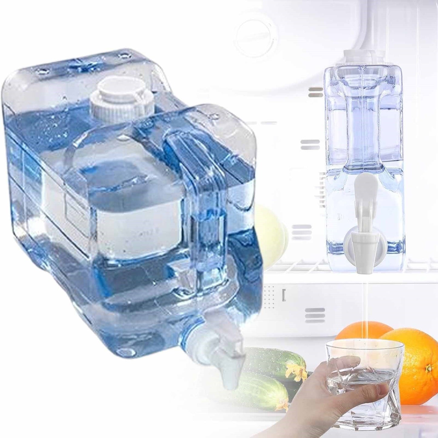 Fridge Water Dispensers Bottle with Leak-proof Spigot and Convenient Handle Plastic Cold Juice Beverage Dispenser Jug for Party Refrigerator Drink Juice Iced Tea, 1.5 Gallon, 1 Pcs, 13.78x4.92x8.46 13.78" x 4.92" x 8.46" Clear