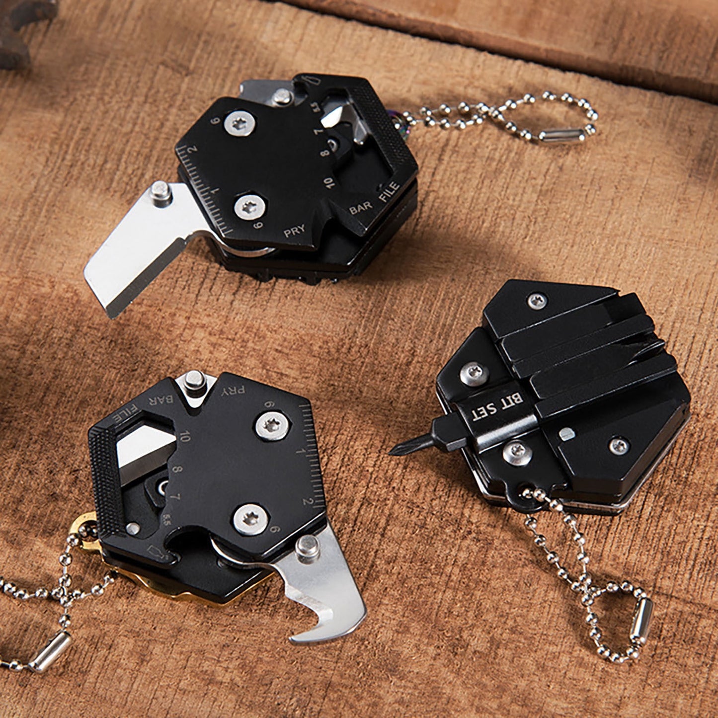 CCMAOLU Hexagonal Multitool Keychain,Portable Pocket Tool with Folding Cutter,Screwdriver Set,Bottle Opener for Outdoor Hiking,Camping,Emergency Seat Belt Cutter,Small Fashion Keychain Tool