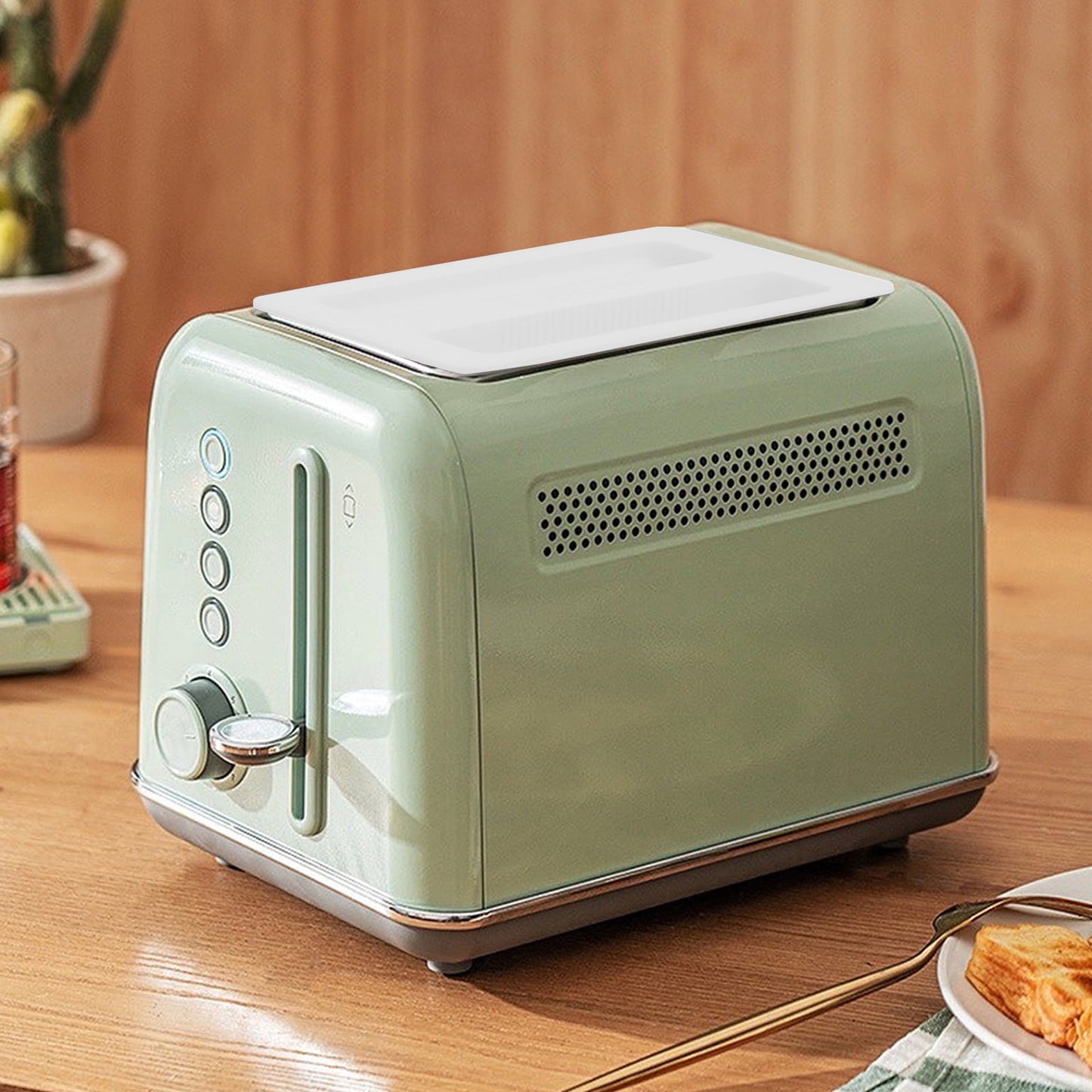 CCMAOLU Silicone Toaster Cover 2 Slice Wide Slot,Reusable Heat Resistance Bread Machine Topper Cover,Dirt Proof Sandwich Accessories That Fit Most Toasters,Simple Design Easy to Clean & Wipe White