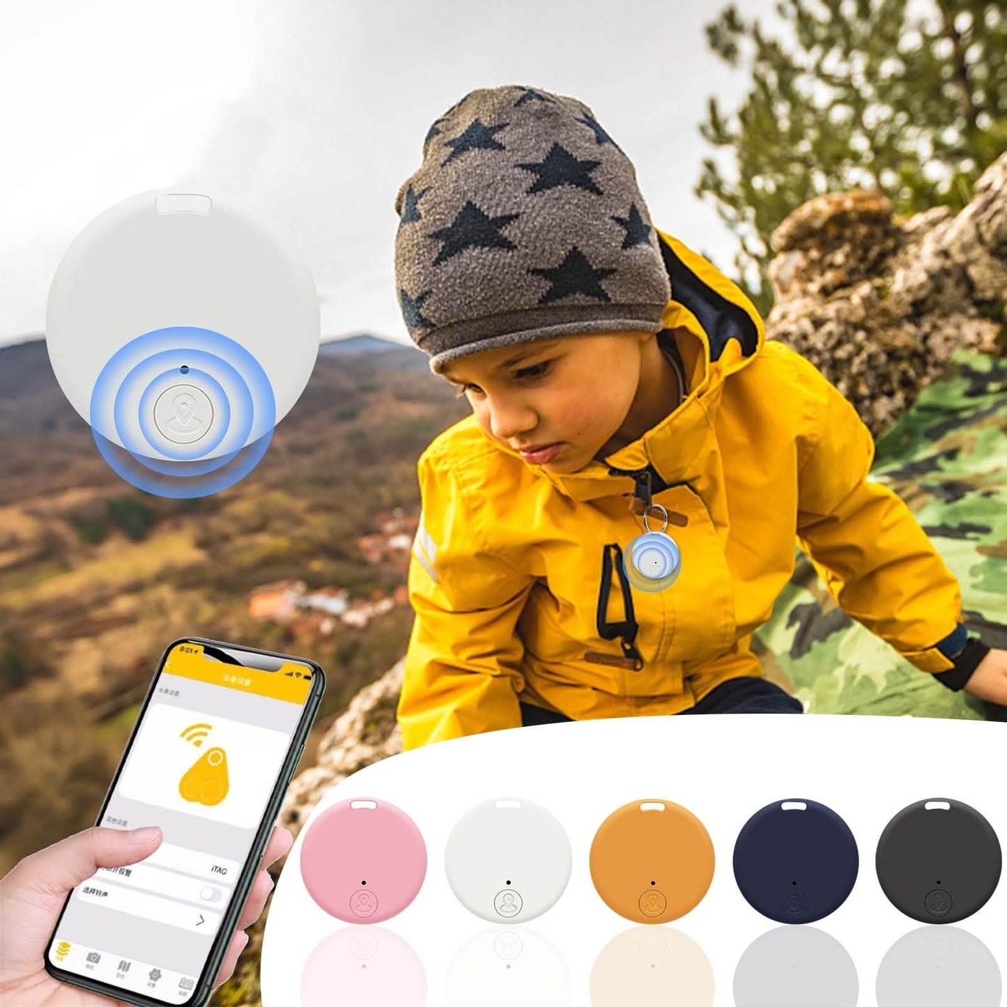 Bluetooth 5.0 Two-Way Alarm Key Finder, Smart Anti-Loss Tracking Device for Keys, Wallet or Pets, Ultra-Low Power Consumption with 6-Month Battery Life, Compact and Portable Locator E