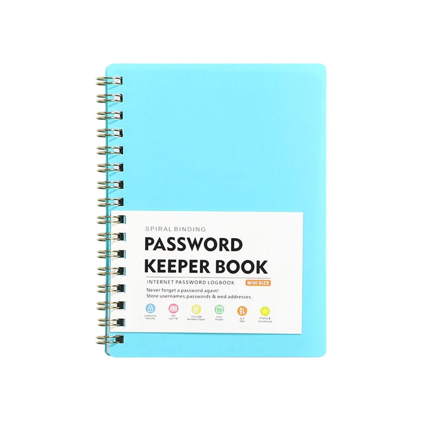 Spiral Password Book with Alphabetical Tabs,Plastic Password Book,Password Book Password Book with Personal Alphabet Label Internet Address and Password Headquarters Password Log, 4.25"x5.7"(Grey) BU2